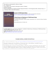 Journal of Child Sexual Abuse Cultural Issues in Disclosures of