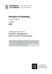 Principles of marketing - University of London International