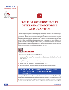 13. Role of Government in Determination of Price and