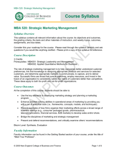 MBA 520: Strategic Marketing Management