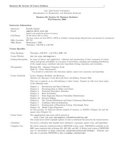 Business 90, Section 10 Course Syllabus 1 San José State