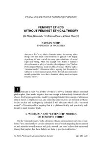 FEMINIST ETHICS WITHOUT FEMINIST ETHICAL THEORY