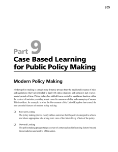 Part 9 Case Based Learning for Public Policy Making