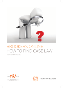 BROOKERS OnlinE HOW TO FinD CASE lAW