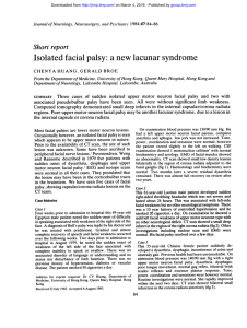 Isolated facial palsy: a new lacunar syndrome