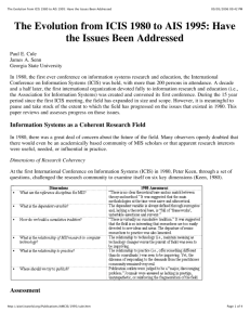 The Evolution from ICIS 1980 to AIS 1995: Have the Issues Been