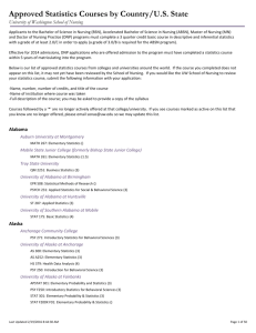 Approved Statistics Courses by Country/US State