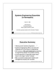 Systems Engineering Essentials (in Aerospace) Executive Summary