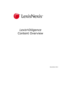 Lexis®Diligence Content Overview