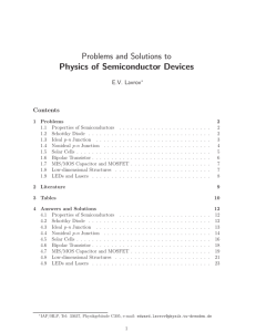 Problems and Solutions to Physics of Semiconductor Devices