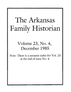 The Arl(ansas Family Historian - Arkansas Genealogical Society