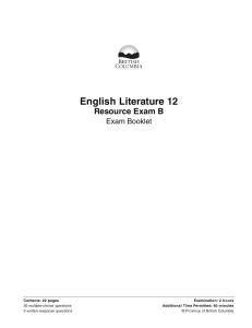 English Literature 12 Resource Exam B