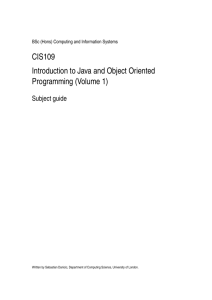 CIS109 Introduction to Java and Object Oriented Programming