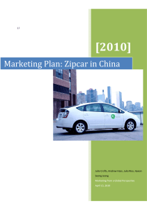 Marketing Plan: Zipcar in China
