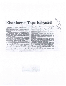 Eisenhower Tape Released