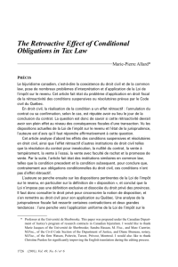 The Retroactive Effect of Conditional Obligations in Tax Law