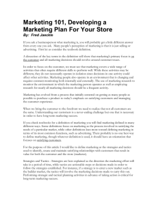 Marketing 101, Developing a Marketing Plan For Your Store