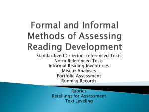 Formal and Informal Methods of Assessing Reading Development