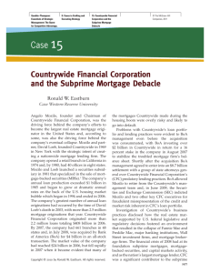 Countrywide Financial Corporation and the Subprime Mortgage