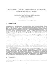 The dynamics of a triopoly Cournot game when the competitors