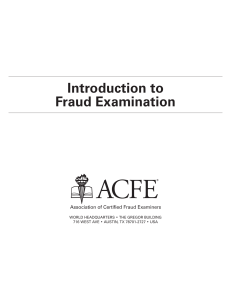 I. Introduction to Fraud Examination