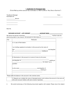 1. Application for Deceased claim (To be filled up when account has