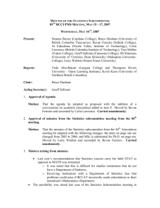 Statistics 2007 Statistics Subcommittee Meeting Minutes