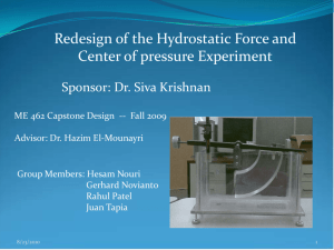 Redesign of the Hydrostatic Force and Center of pressure Experiment