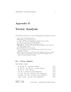 Appendix D Vector Analysis