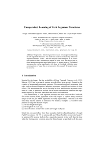 Unsupervised Learning of Verb Argument Structures