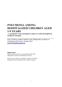 PNEUMONIA AMONG HOSPITALIZED CHILDREN AGED 1