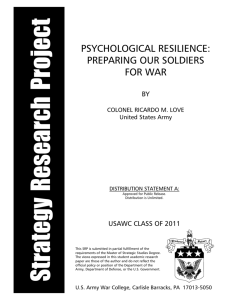 psychological resilience: preparing our soldiers for war