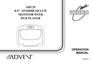 ADV29 8.5" OVERHEAD LCD MONITOR WITH DVD PLAYER