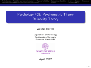 Psychology 405: Psychometric Theory