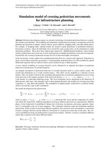 Simulation model of crossing pedestrian movements for