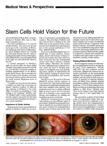 Stem Cells Hold Vision for the Future