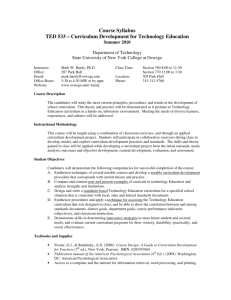 Course Syllabus TED 533 – Curriculum Development for