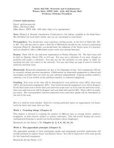 Math 456/556: Networks and Combinatorics Winter 2014, MWF 2:00