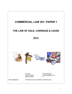 COMMERCIAL LAW 201: PAPER 1