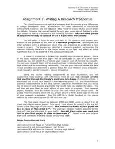 Assignment 2: Writing A Research Prospectus