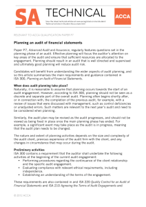 Planning an audit of financial statements