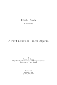 Flash Cards A First Course in Linear Algebra