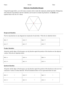 lab trig identities hexagon