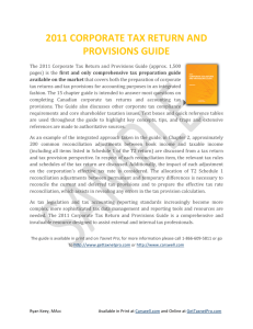 2011 CORPORATE TAX RETURN AND PROVISIONS GUIDE