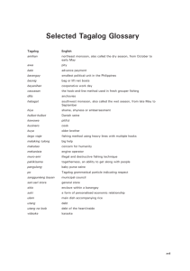 Selected Tagalog Glossary