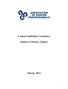 Coupon Guidelines Committee Industry Glossary Update March, 2012