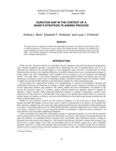 duration gap in the context of a bank's strategic