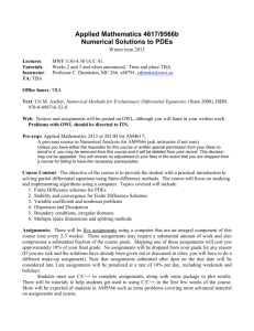 Applied Mathematics 4617/9566b Numerical Solutions to PDEs