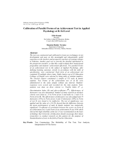 Calibration of Parallel Forms of an Achievement Test in Applied