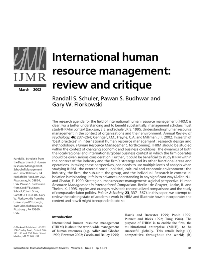literature review for human resource management